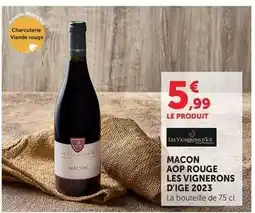 U Express Macon aop rouge les vignerons d'ige 2023 offre