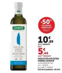 Hyper U Huile d'olive extra vierge levante offre