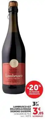 Hyper U Giuseppe - lambrusco igt dellemilia rouge signore offre