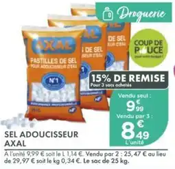 Point Vert Axal sel adoucisseur offre