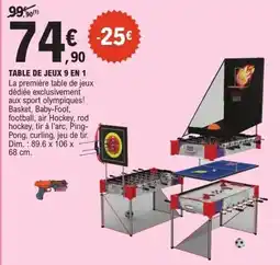 E.Leclerc Table de jeux 9 en 1 offre
