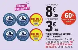 E.Leclerc Petit Navire Thon entier au naturel offre