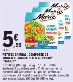 E.Leclerc Marie petites gambas compotee de tomates tagliatelles au presto offre