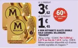 E.Leclerc Magnum 6 mini batonnets glaces double gold caramel billonaire offre