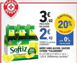 E.Leclerc "Falsbourg" biere sans alcool saveur citron offre