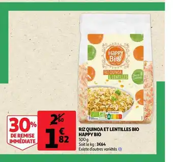 Auchan Direct Riz Quinoa Et Lentilles Bio Happy Bio offre