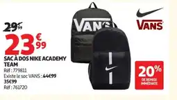 Auchan VANS Sac à dos nike academy team offre