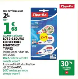Auchan TIPP EX Lot 2+1 souris correctrice minipocket offre