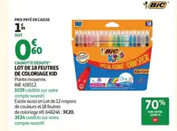 Auchan BIC Lot de 18 feutres de coloriage kid offre