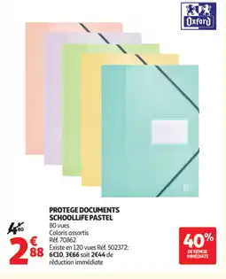 Auchan OXFORD Protege documents schoollife pastel offre