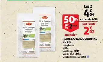 Auchan Direct Riz De Camargue Bio Mas Du Bio offre
