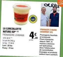 E.Leclerc La cancoillotte nature igp offre