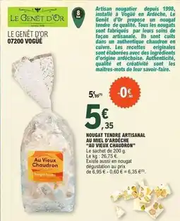 E.Leclerc Tous - nougat tendre artisanal au miel d'arcche offre