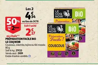 Auchan Direct Préparation Facile Bio Le Coq Noir offre