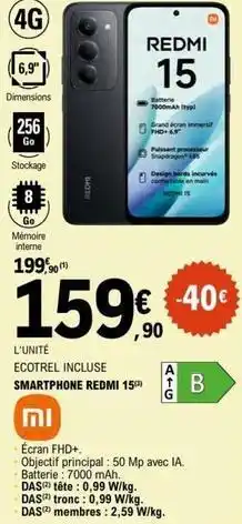 E.Leclerc Ecotreil incluse smartphone redmi 15 offre