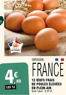 E.Leclerc 12 oeufs frais de poules élevées en plein-air offre