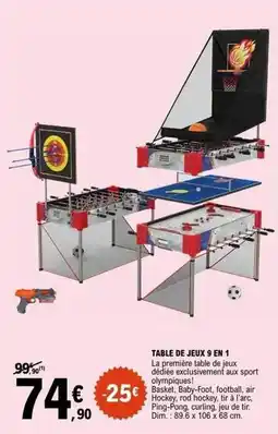 E.Leclerc Dim - table de jeux 9 en 1 offre