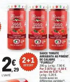 E.Leclerc Florelli - sauce tomate arrabbiata au piment de calabre offre
