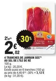 E.Leclerc 4 tranches de jambon sec offre