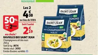 Auchan Direct Ravioles Bio Saint Jean offre