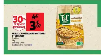 Auchan Direct Muesli Croustillant Bio Terres Et Céréales offre