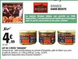 E.Leclerc Lot de 3 pâtés offre
