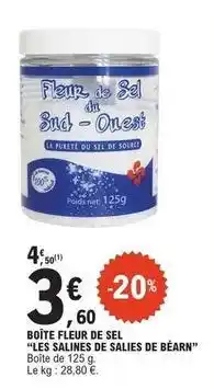 E.Leclerc Boîte fleur de sel les salines de salies de béarn offre