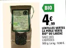 E.Leclerc Lentilles vertes la perle verte bio du larzac offre