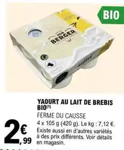 E.Leclerc Yaourt au lait de brebis bio offre