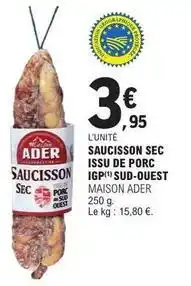 E.Leclerc Ader - saucisson sec issu de porc igp sud-ouest offre
