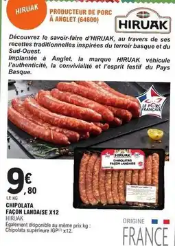 E.Leclerc Chipolata façon l'andaise x12 offre