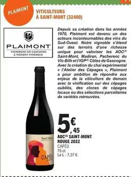 E.Leclerc Plaimont - aoc saint-mont rouge 2022 offre