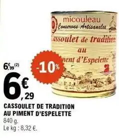 E.Leclerc Cassoulet de tradition au piment d'espelette offre