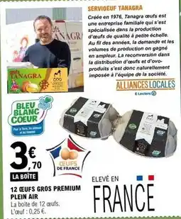 E.Leclerc Bleu blanc coeur - 12 œufs gros premium offre