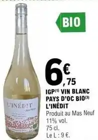 E.Leclerc Igp vin blanc pays d'oc bio offre