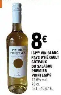 E.Leclerc Igp vin blanc pays d'herault coteaux du salagou premier offre