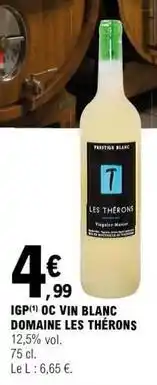 E.Leclerc Igp ou vin blanc offre