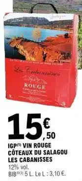 E.Leclerc Vin rouge côteaux du salagou offre