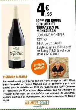 E.Leclerc Igp vin rouge coteaux et terrasses de montauban offre