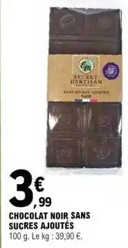 E.Leclerc Chocolat noir sans sucres ajoutés offre