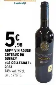 E.Leclerc E.leclerc - aop vin rouge coteaux du quercy offre