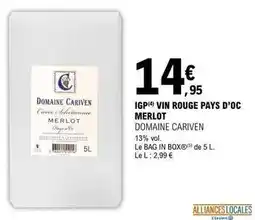 E.Leclerc E.leclerc - vin rouge pays d'oc merlot offre