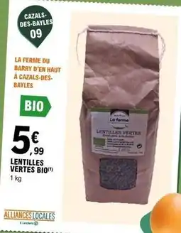 E.Leclerc Lentilles vertes bio offre