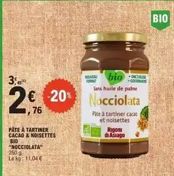 E.Leclerc Rigoni di asiago - pâte à tartiner cacao & noisettes bio offre
