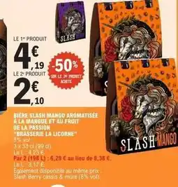 E.Leclerc Slash - bière mango aromatisée à la mangue et au fruit de la passion brasserie la licorne offre