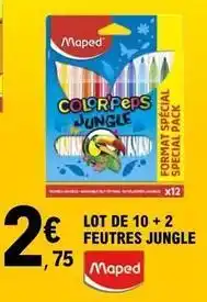 E.Leclerc Maped - lot de 10 + 2 feutres jungle offre