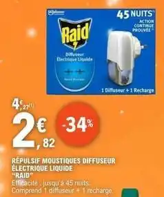 E.Leclerc Raid - répulsif moustiques diffuseur électrique liquide offre