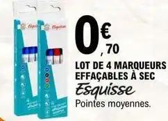 E.Leclerc Esquisse - lot de 4 marqueurs effaçables à sec offre