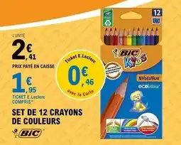 E.Leclerc Bic - set de 12 crayons de couleurs offre