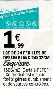 E.Leclerc Esquisse - lot de 24 feuilles de dessin blanc 24x32cm offre